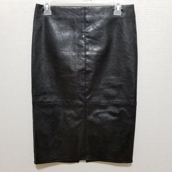 Lulu's skirt Small She's Irresistible Black Vegan Leather Pencil straight office - Picture 1 of 14